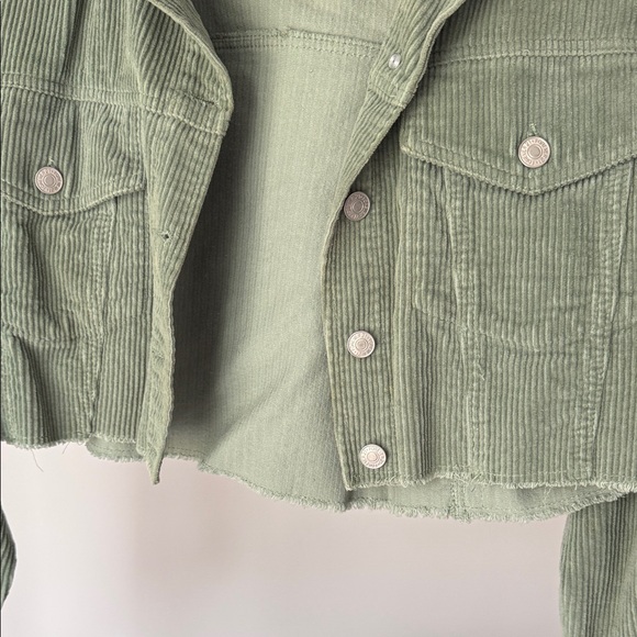 Forever 21 Sage Green Cropped Corduroy Jean Jacket - Picture 3 of 4